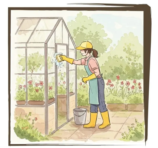 Greenhouse being washed